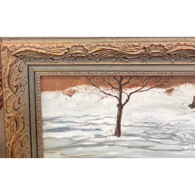Mid-Century Modern Mid Century Listed Artist Oil on Canvas Painting - The Bench - Signed Albert Michini For Sale - Image 3 of 8