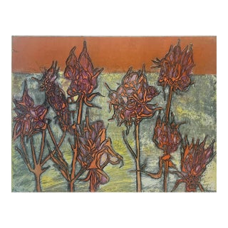 Thistle No 2 Woodblock Print by Ruth Leaf For Sale