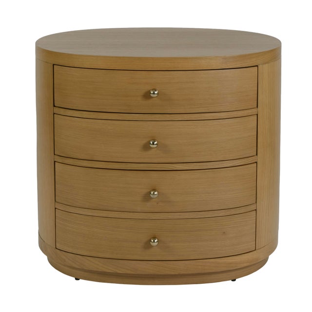 Nora 28 in. W Oval Wood 4 Drawer Nightstand, Natural Oak For Sale In Chicago - Image 6 of 11