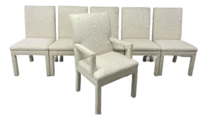 Mid Century Modern Parson Faux Bois Dining Chairs - 6