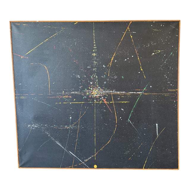 70s Davis Cone Large Space Age Original Painting Signed Framed Canvas Abstract Expressionism For Sale