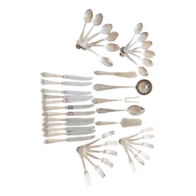 800 Silver Cutlery Set, 1920s, Set of 51 For Sale
