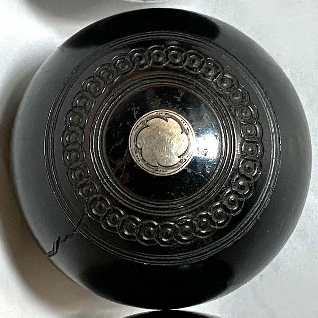 Collection of Four Scottish Thomas Taylor and English Lignum Vitae Lawn Balls For Sale - Image 10 of 16