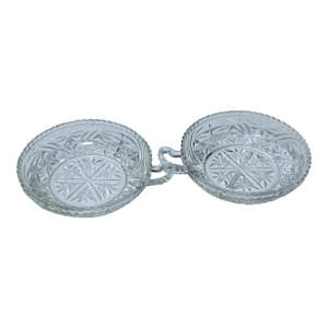1900s Anchor Hocking Prescut Stars & Bars Nappy Bowls - a Pair