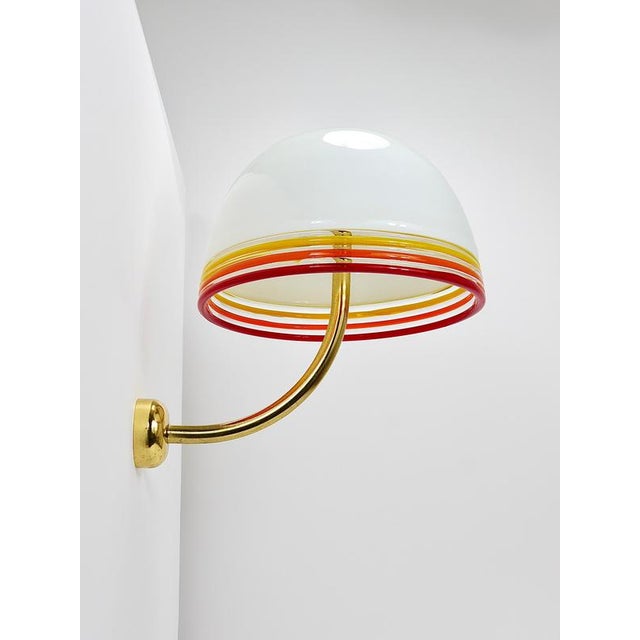 Febo Wall Lamps Sconces in Brass & Murano Glass by Roberto Pamio for Leucos, Italy, 1970s, Set of 2 For Sale - Image 4 of 18