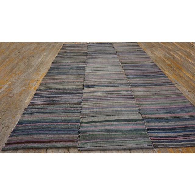 Early 20th Century American Shaker Rag Rug 7' 6" x 13' 6" Antique American Rag Room Size Cotton Multicolor Rug, Country of...