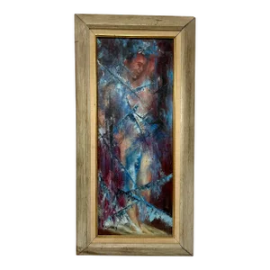 Original Mid-Century Abstract Portrait 'Camelot Prince' Oil on Wood, Signed by Artist