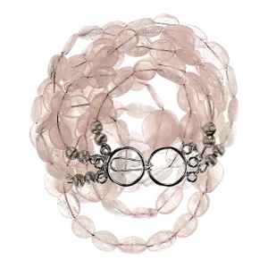 19 Inch Three Strand Glowing Rose Quartz Necklace