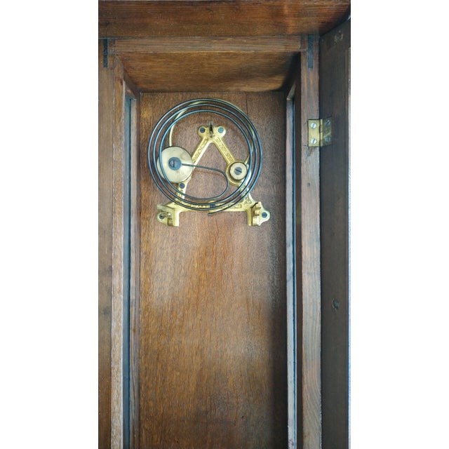 Brown 1891 Wall Clock With Pendulum and Finials, Wooden Mechanical Chiming Regulator Lenzkirch From Germany Black Forest For Sale - Image 8 of 10