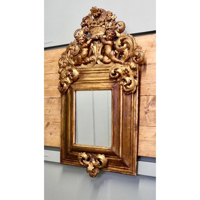 Hollywood Regency Large 19th Century Regency Carved Gilt Mirror, 1800s For Sale - Image 3 of 8