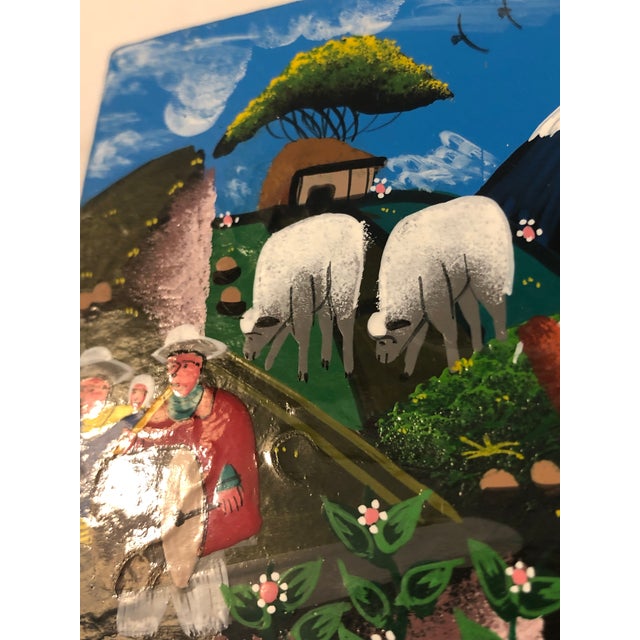 Small Peruvian Oil Painting Pastoral Scene For Sale - Image 9 of 13