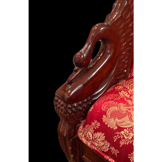 Early 20th Century Carved Mahogany Swan Barrel Chair For Sale - Image 10 of 14