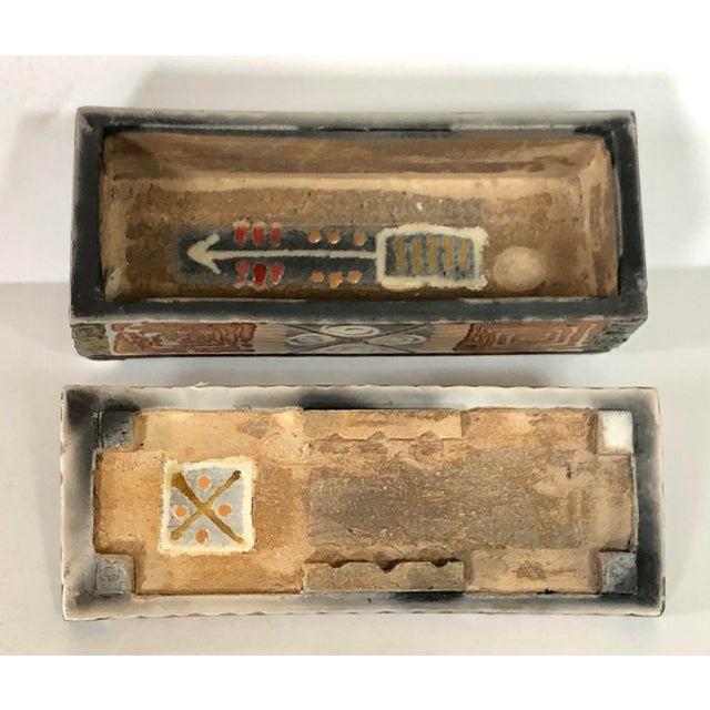 Folk Art Studio Ceramic Art Box, Signed For Sale - Image 3 of 8