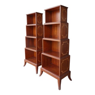 Custom Made Marquetry Inlaid Graduated Stacking Etageres - a Pair For Sale