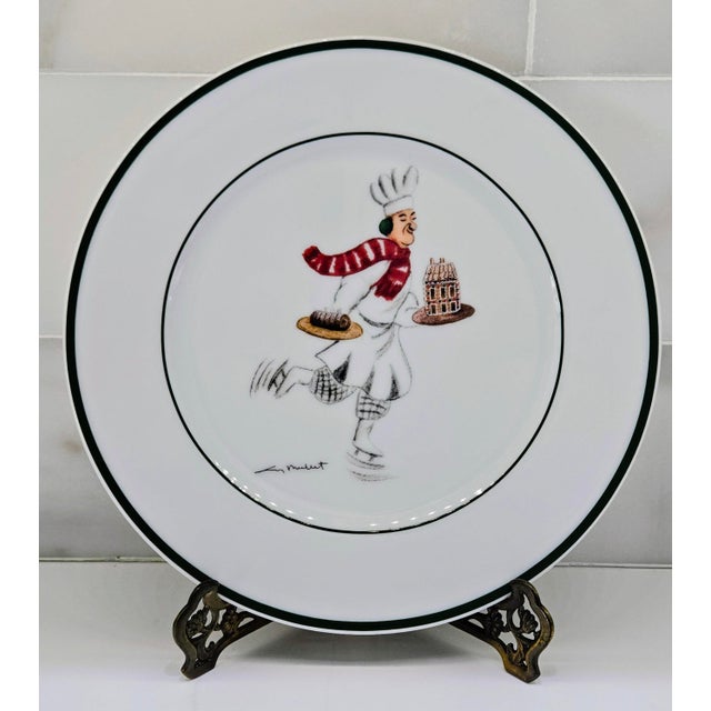 Vintage Guy Buffet Skating Chefs German Porcelain Dessert Plates, Set of 6 For Sale In Dallas - Image 6 of 15