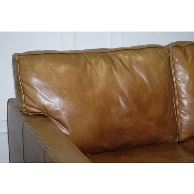 Halo Two Seater Viscount Tan Leather Sofa by Timothy Oulton For Sale - Image 3 of 18