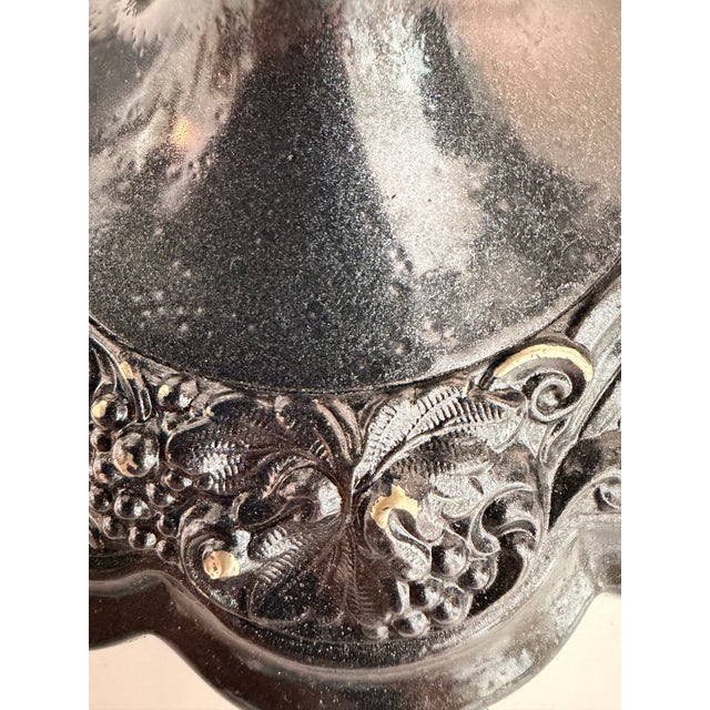 Metal Vintage Black Powder-Coated Brass Two-Arm Candelabrum With Grape & Vine Detail For Sale - Image 7 of 10