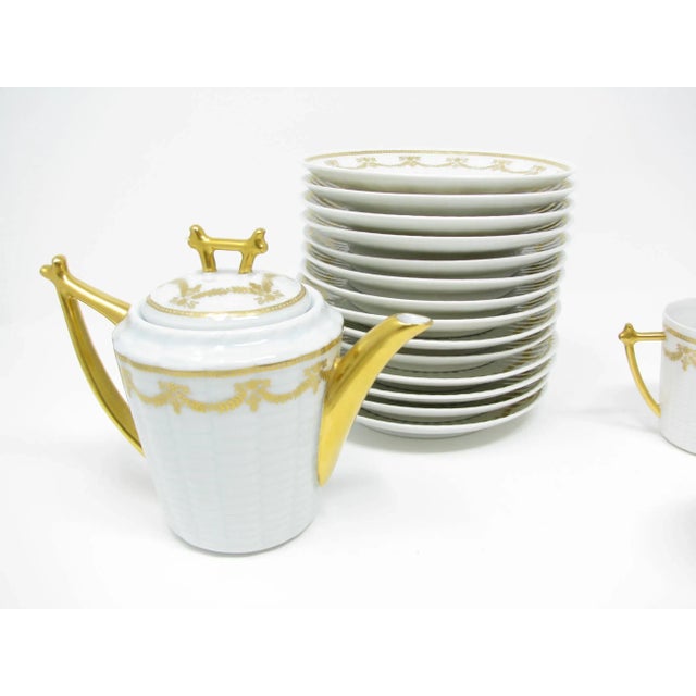 Vintage Robert Haviland & C. Parlon Limoges Porcelain Demitasse Tea or Coffee Set With Gold Decoration - 24 Pieces For Sale - Image 9 of 13
