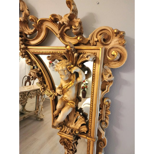 1960s Vintage Italian Grandeur Baroque Cherub Onyx Top Console With Matching Mirror For Sale - Image 11 of 12