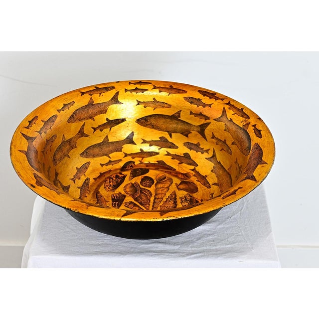 English, vintage metal washbasin that would have been used on a vanity or in a kitchen, recently updated with new gold...