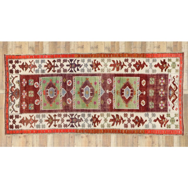 Maroon Vintage Turkish Oushak Gallery Rug - 05'04 X 11'04 For Sale - Image 8 of 9