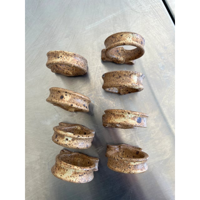Late 20th Century Late 20th Century Vintage Studio Art Pottery Napkins Rings- Set of 8 For Sale - Image 5 of 11