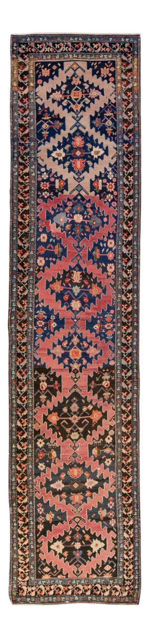 Antique Russian Karabagh Hadndmade Tribal Multicolor Wool Runner