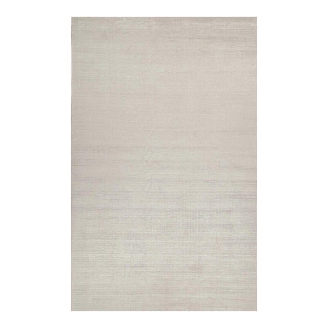 2010s Rug & Kilim’s Plain Modern Rug in Solid Silver and Off-White Tone-on-Tone - 12x19 For Sale