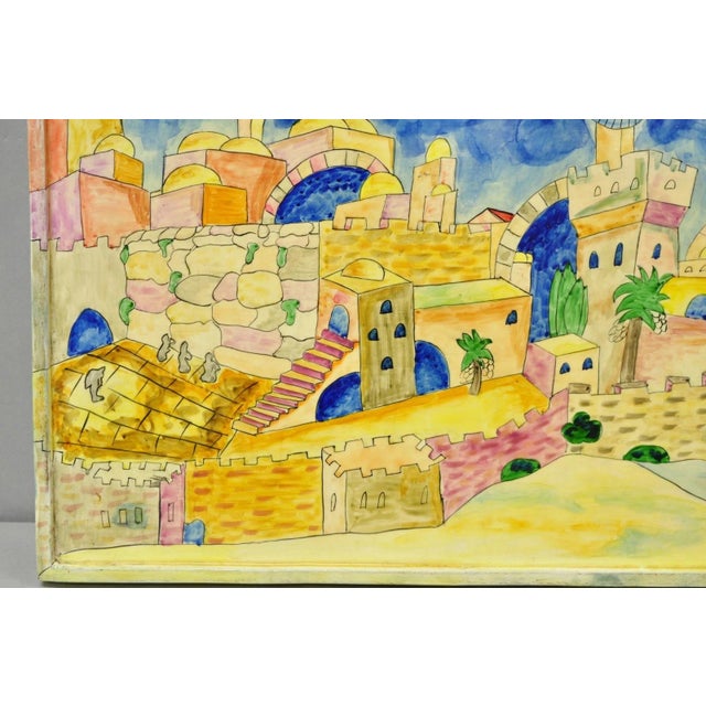 Vintage Yair Emanuel Judaica Hand Painted Wood Challah Board Made in Israel For Sale - Image 4 of 14