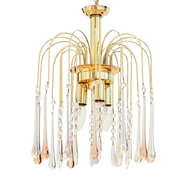 Murano Glass Teardrop Waterfall Chandelier, Italy, 1970s For Sale