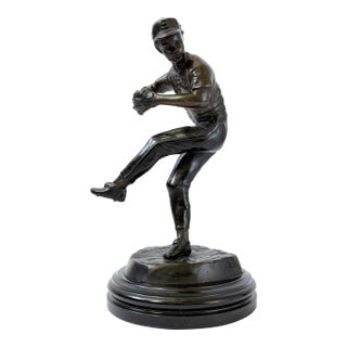 Bronze Statue of Baseball Pitcher – 12" For Sale