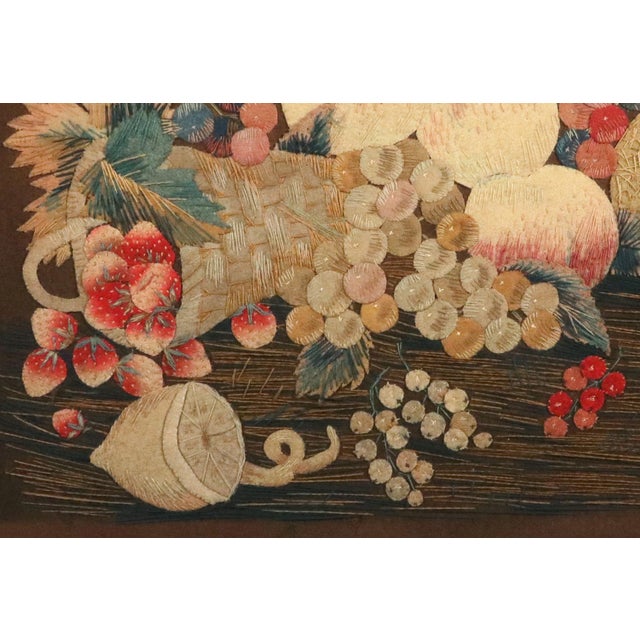 Regency Wool and Silk Threadwork Picture: Still Life of Fruit With Birds For Sale - Image 9 of 16