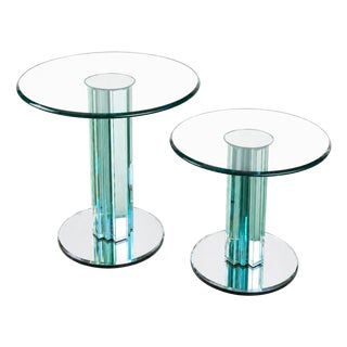 Glass Side Tables by Luigi Massoni for Gallotti & Radice, Italy, 1970s, Set of 2 For Sale