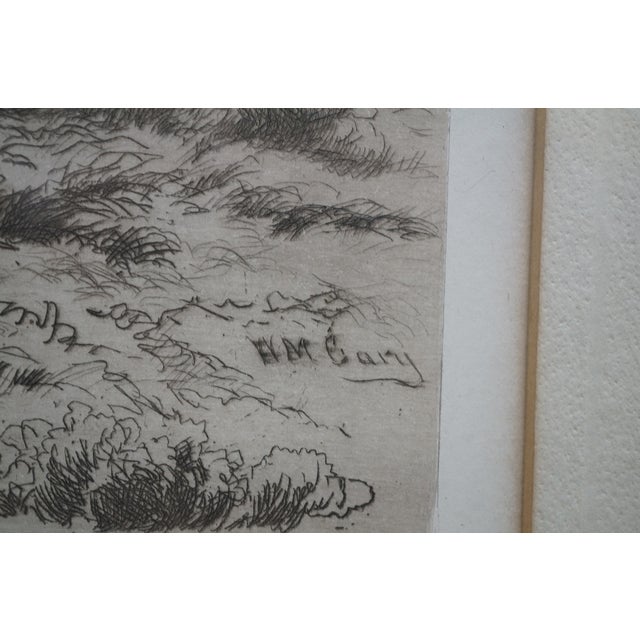 Black Antique William De La Montagne Cary Signed Bulls Cows River Landscape Etching For Sale - Image 8 of 12