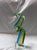 Spectacular vintage Mid-Century Modern hand-blown art glass vase featuring a striking blue and green spiral ribbon swirl...