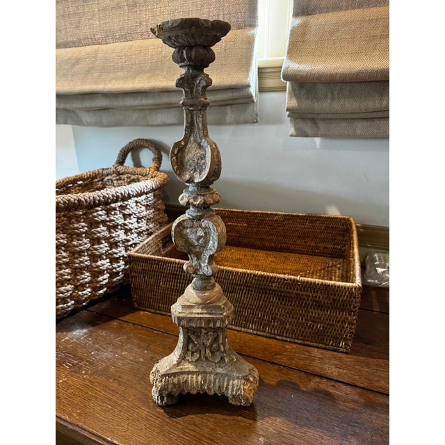 18th-Century Italian Wooden Altar Stick For Sale - Image 10 of 10