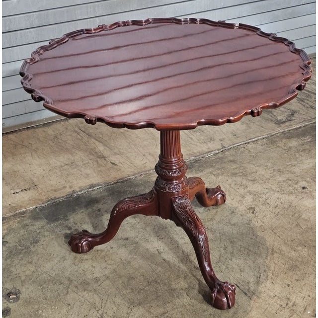 Kindel Furniture Kindel Winterthur Collection Philadelphia Carved Mahogany Tilt Top Pie Table For Sale - Image 4 of 13
