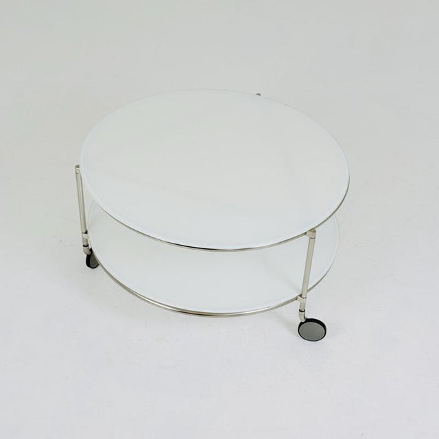 Mid-Century Strind Coffee Table in White Glass and Nickel-Plated Steel by Ehlén Johansson for Ikea, Sweden, 1990s For Sale - Image 6 of 13