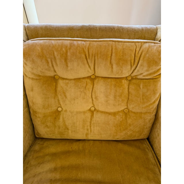 Vintage Mid-Century Retro "Shaw" of Charlotte Yellow Velvet Chairs For Sale In Chicago - Image 6 of 8