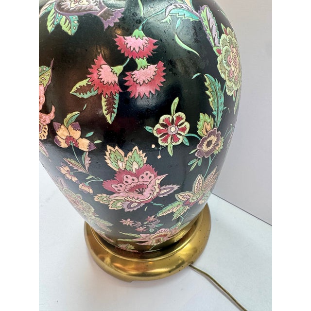 Mid 20th Century Mid Century Modern Paul Hanson Chinoiserie Black Porcelain Ginger Jar Table Lamp For Sale - Image 10 of 13