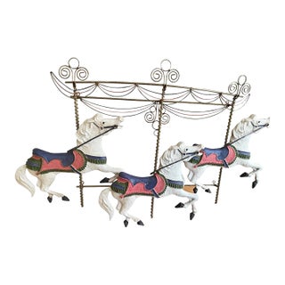 Rare Vintage Curtis Jeré Carousel Horses Metal Wall Sculpture. For Sale