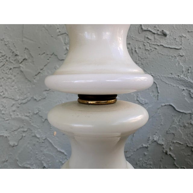 Vintage 1970s Milk Glass Table Lamp With Grape Motif and Brass Base For Sale - Image 10 of 12