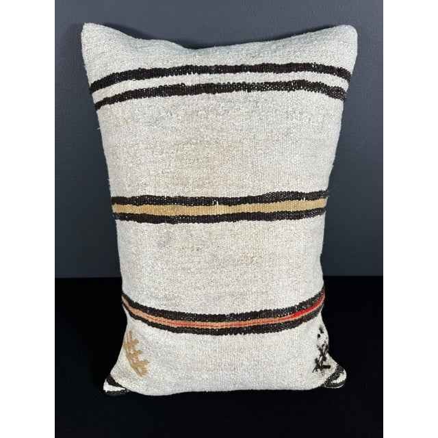 Turkish Hemp Pillow Cushion Natural Beige Brown Pillow Cushion Cover 16" x 24" For Sale - Image 4 of 4