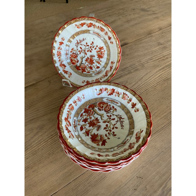 Antique Copeland Spode England “India Tree” Orange Rust and Gold Scallop-Edged Coupe/Cereal Bowl For Sale In Los Angeles - Image 6 of 7