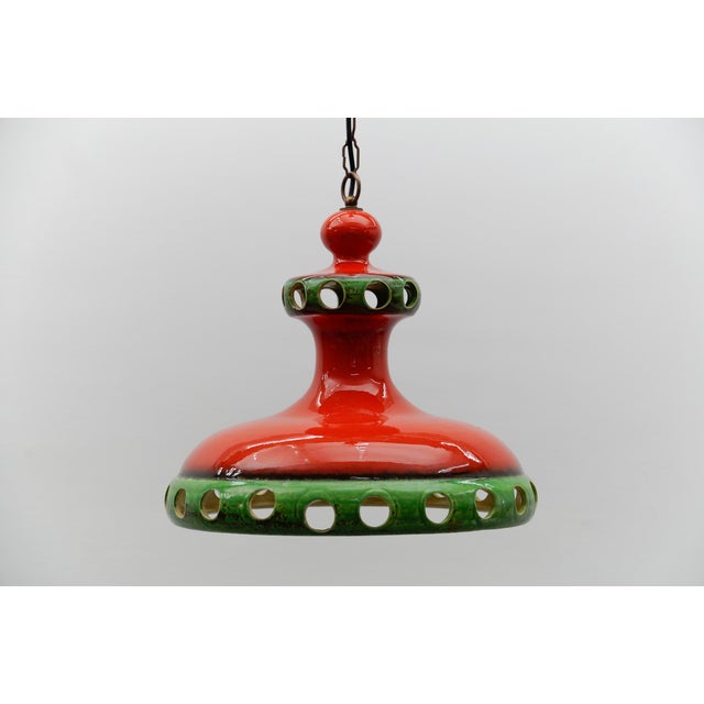 Mid-Century Modern Large Handmade Ceramic Pendant Lamp, Italy, 1960s For Sale - Image 3 of 13