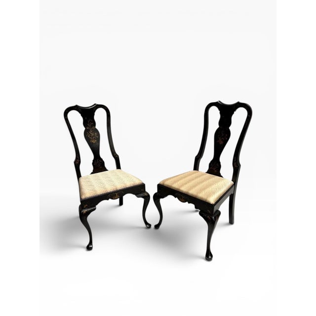 Wood 1980s Set of Six Chinoiserie Queen Anne Style Dining Chairs – Attributed to Drexel For Sale - Image 7 of 12