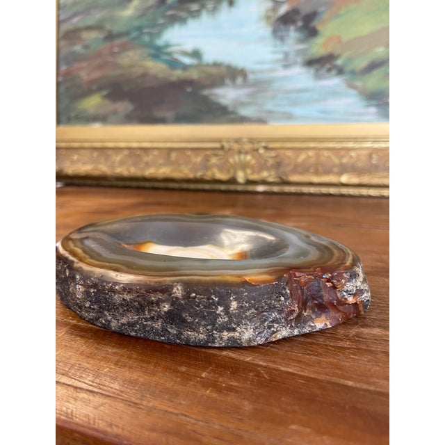 Polished Likely Agate Slice Bowl With Natural Banding For Sale In Seattle - Image 6 of 10