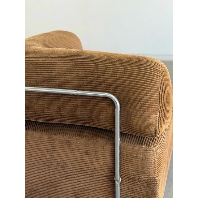 Textile Vintage Chrome and Corduroy Loveseat For Sale - Image 7 of 11