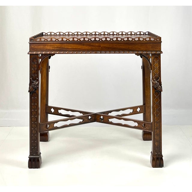 An exceptional late 20th-century Chippendale-style tea or silver table from the highly collectible Historic Natchez...