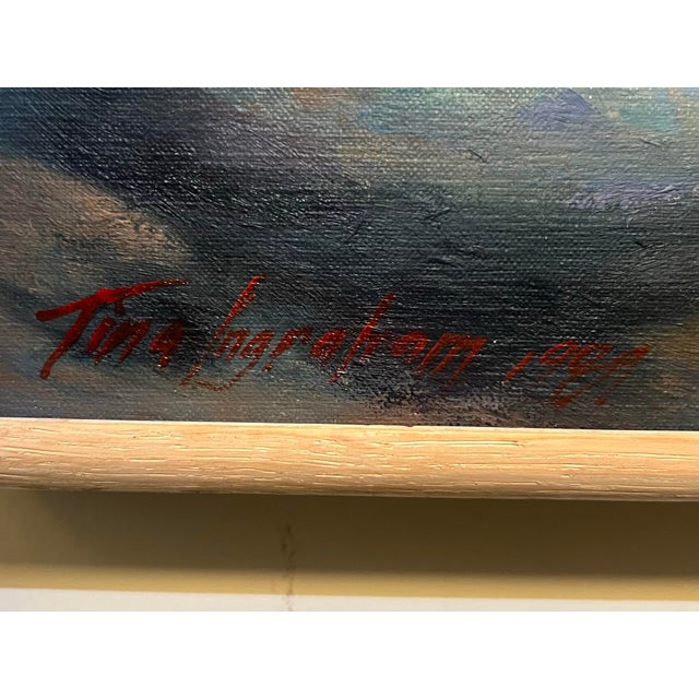 1980s Tina Ingraham (1947-), Large Postmodern Vivid Colored Maine Landscape Seascape, Monhegan Island, Signed, Dated For Sale - Image 5 of 5